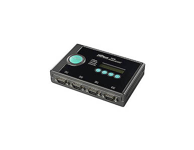 Moxa NPort 5410 w/ adapter - 4 port device server, 10/100M Ethernet, RS-232, DB9 male, 15KV ESD, 12-48 VDC by MOXA